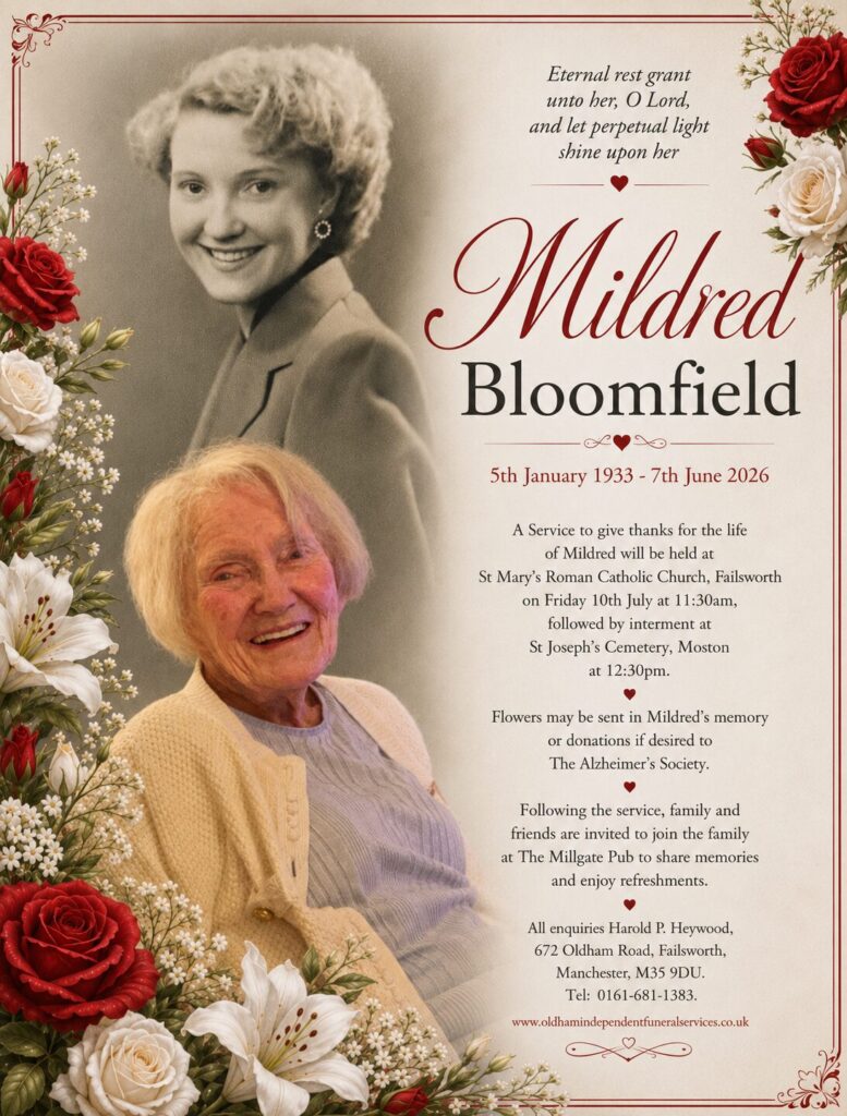 Mildred Bloomfield Obituary Notice Mildred Bloomfield Obituary Notice